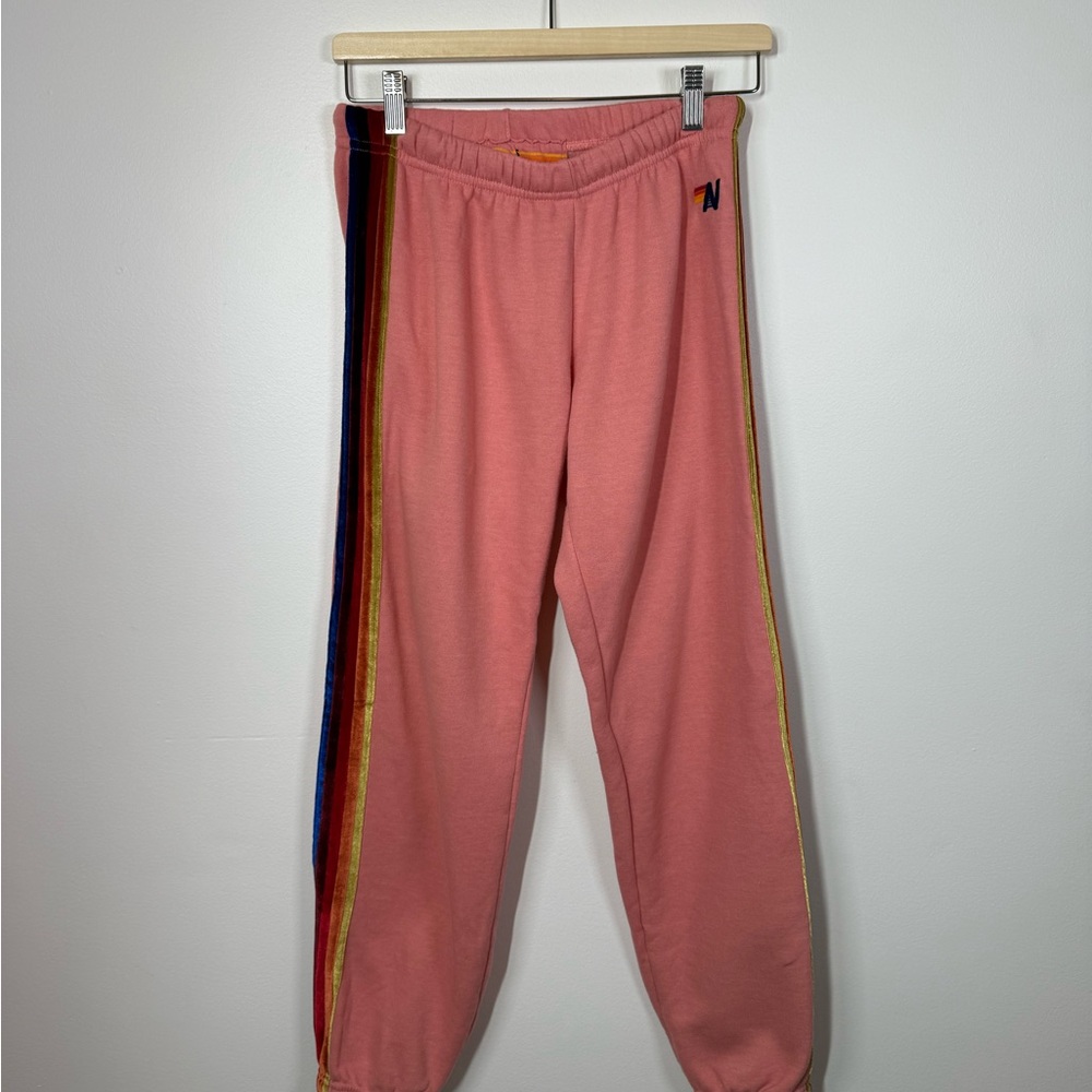 Aviator Nation Red‎ Velour 5 Stripe Sweatpants - Picture 4 of 9